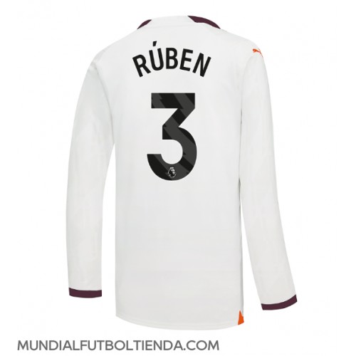 Camiseta Manchester City Ruben Dias #3 Segunda Equipación Replica 2023-24 mangas largas